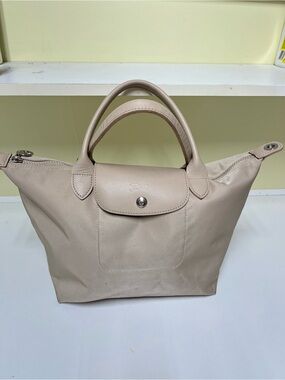 Longchamp Beige Small Top-Handle Modele Depose Zipped Tote Handbag